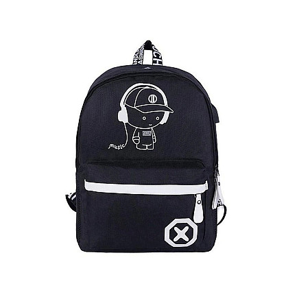 School backpack youth music reflective usb multicompartment luminous