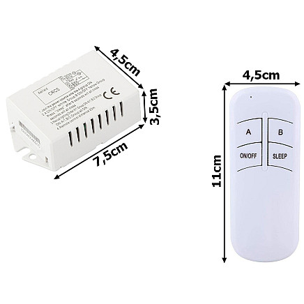 Bezvadu gaismas slēdzis ar tālvadības pulti, 1 kanāls, 20m