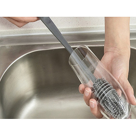 Brush for washing bottles glasses silicone washer long fine