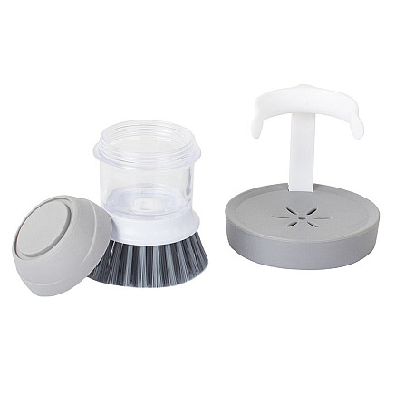 Scrub brush kitchen dishwasher liquid dispenser scrub stand