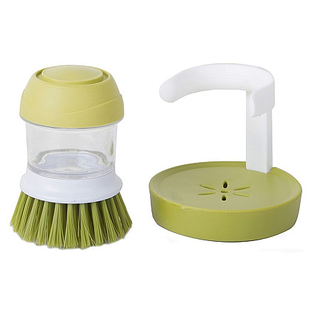 Scrub brush kitchen dishwasher liquid dispenser scrub stand