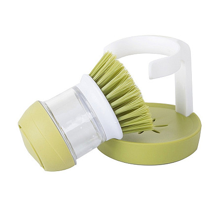 Scrub brush kitchen dishwasher liquid dispenser scrub stand
