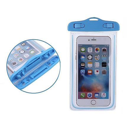 Ūdensizturīgs telefona maciņš baseinam, pludmalei, laivai, līdz 6.5”, zils