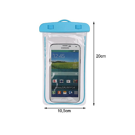 Ūdensizturīgs telefona maciņš baseinam, pludmalei, laivai, līdz 6.5”, zils