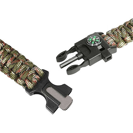 Bracelet survival wristband 5in1 compass flint rope knife paracord rope