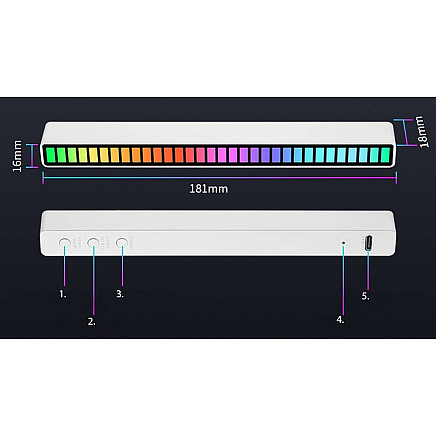 Usb leds sound response multicolour neon rgb led strip blinks 18 modes