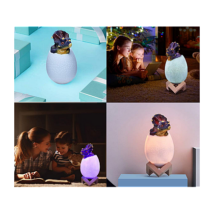 Dinosaur night light triceratops egg rgb led glowing egg for kids