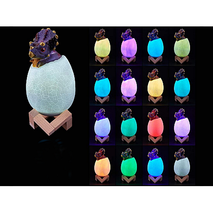 Dinosaur night light triceratops egg rgb led glowing egg for kids