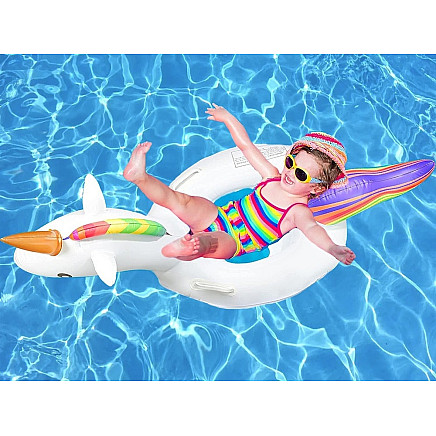Baby unicorn inflatable wheel for swimming in pool water