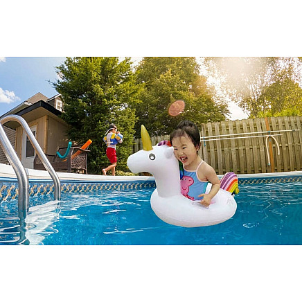 Baby unicorn inflatable wheel for swimming in pool water