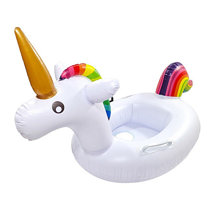Baby unicorn inflatable wheel for swimming in pool water