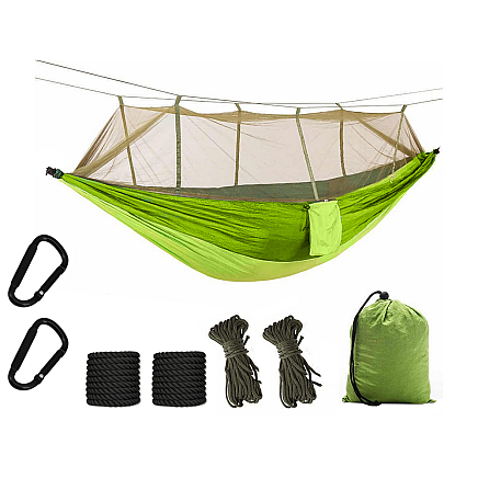Hammock with mosquito net tourist camping hanging ropes bag lightweight cover