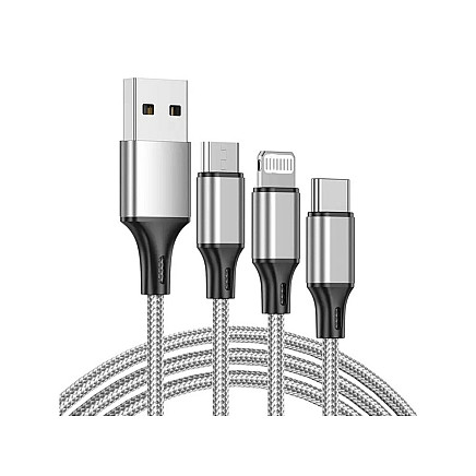 3in1 usb cable for phone lightning cable iphone micro usb type-c 1.2m
