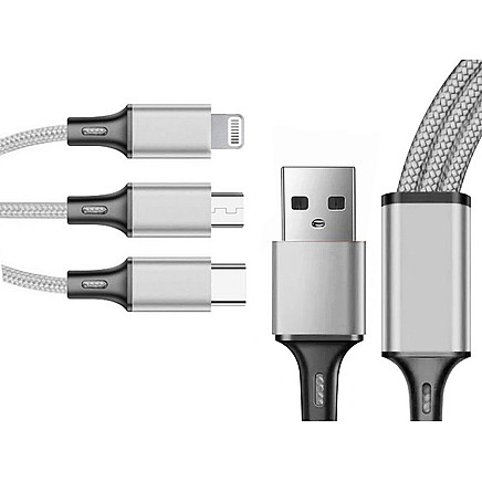 3in1 usb cable for phone lightning cable iphone micro usb type-c 1.2m