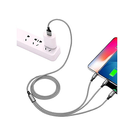 3in1 usb cable for phone lightning cable iphone micro usb type-c 1.2m