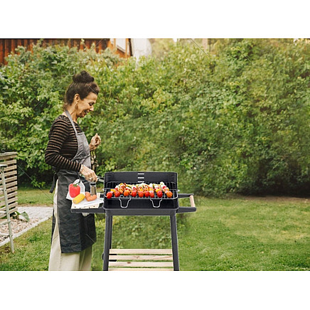Garden grill large charcoal bbq adjustable grate shelves wheels portable