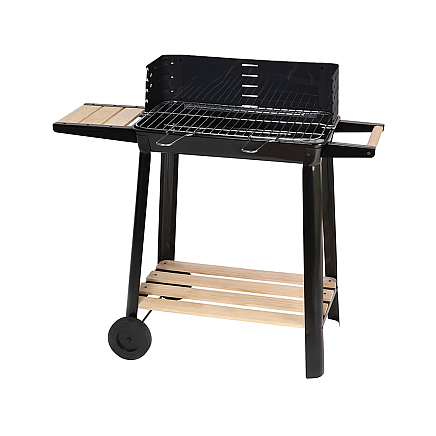 Garden grill large charcoal bbq adjustable grate shelves wheels portable