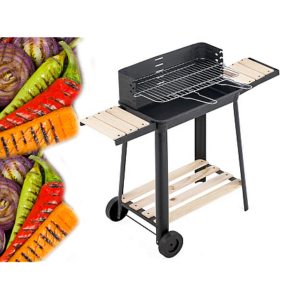 Garden grill large charcoal bbq adjustable grate shelves wheels portable