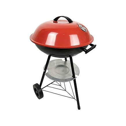 Charcoal garden briquette grill wheels round lid lockable portable