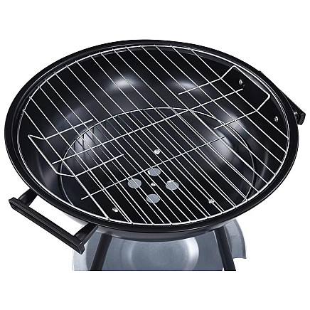 Charcoal garden briquette grill wheels round lid lockable portable