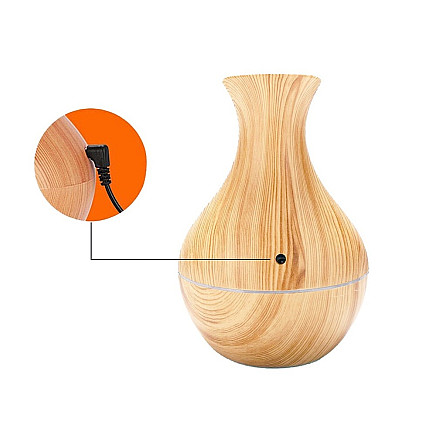 Gaisa Mitrinātājs, Aromterapijas Difuzors, RGB Apgaismojums, USB, Gaiši Brūna