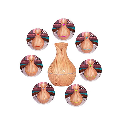 Gaisa Mitrinātājs, Aromterapijas Difuzors, RGB Apgaismojums, USB, Gaiši Brūna