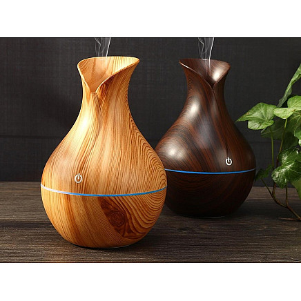 Gaisa Mitrinātājs, Aromterapijas Difuzors, RGB Apgaismojums, USB, Gaiši Brūna