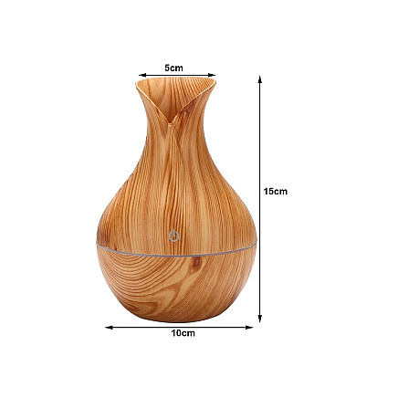 Gaisa Mitrinātājs, Aromterapijas Difuzors, RGB Apgaismojums, USB, Gaiši Brūna