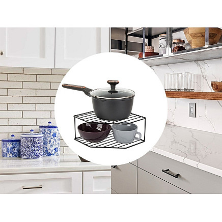 Kitchen corner standing metal shelf two-tier bathroom shelf