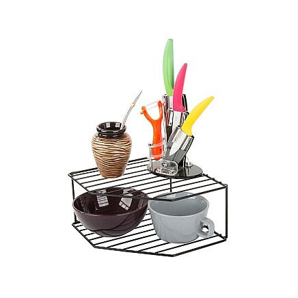 Kitchen corner standing metal shelf two-tier bathroom shelf