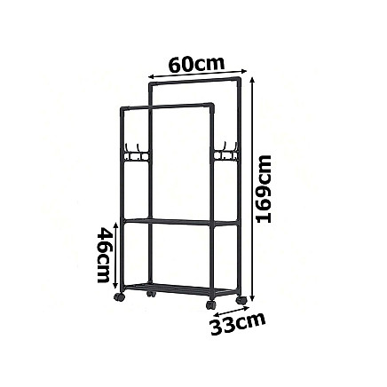 Drēbju Pakaramais Plaukts Drēbju Statīvs uz Riteņiem