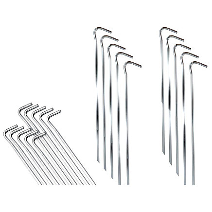 Teltu stiprinājuma mietiņi, tērauds, 31cm, 10 gab., sudrabs