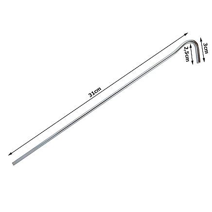 Teltu stiprinājuma mietiņi, tērauds, 31cm, 10 gab., sudrabs