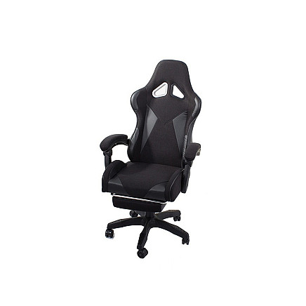 Grozāms spēļu krēsls ar izvelkamu kāju balstu, melns