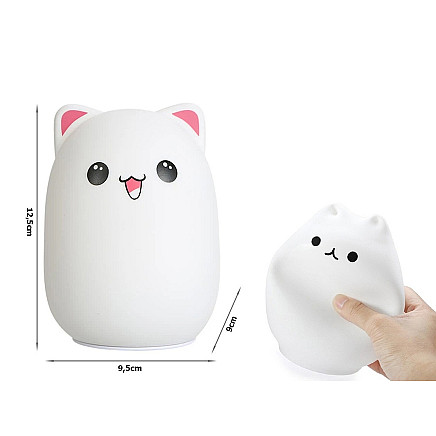 Bērnu Silikona Nakts LED RGB Gaismas Lampa ar Tālvadības Pulti, Kaķis