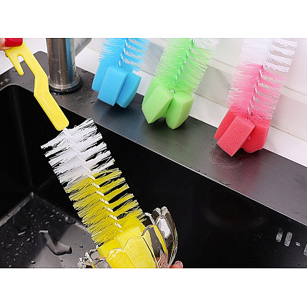 Bottle brush glass cleaner sponge