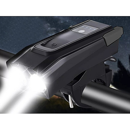 Jaudīgs velo lukturis priekšējais LED aizmugurējais gaismas akumulatora līmeņa indikators 2in1