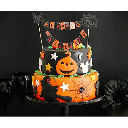 Halloween decoration for a cake cupcake picker topper garland paper