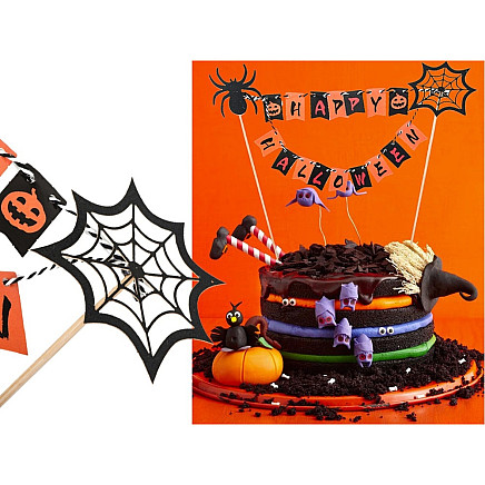 Halloween decoration for a cake cupcake picker topper garland paper