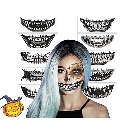 Pagaidu tetovējums Halloween monstrīgi zobi, viegli noņemams