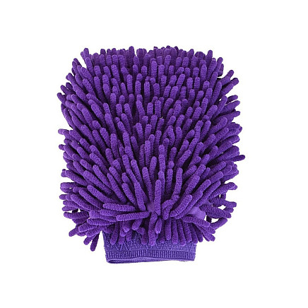 Microfibre glove for car washing and polishing, double-sided, 22cm x 15cm, purple