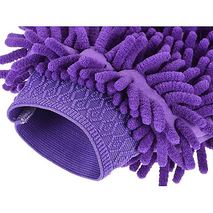 Microfibre glove for car washing and polishing, double-sided, 22cm x 15cm, purple