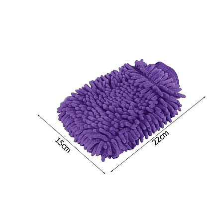 Microfibre glove for car washing and polishing, double-sided, 22cm x 15cm, purple
