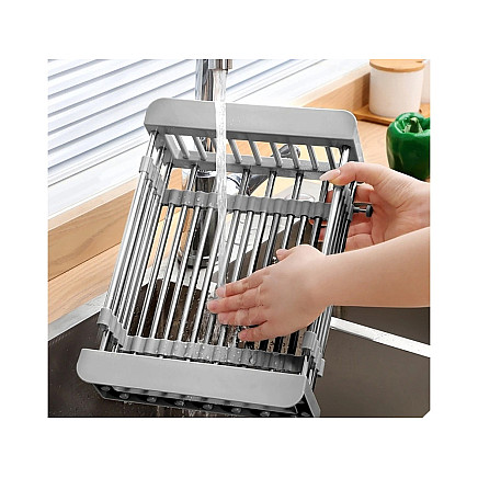 Draining board for sink telescopic vegetable fruit basket