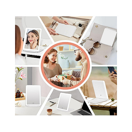 Led illuminated make-up mirror folding travel mirror