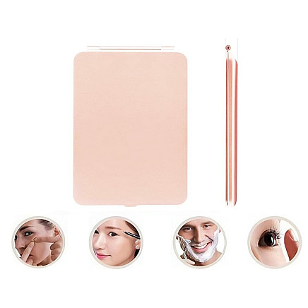 Led illuminated make-up mirror folding travel mirror