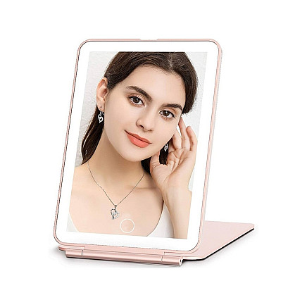 Led illuminated make-up mirror folding travel mirror