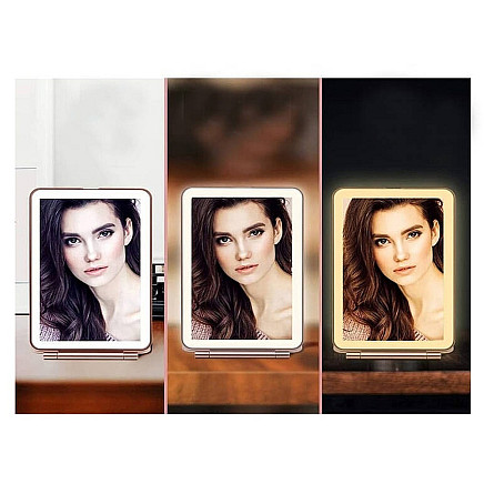 Led illuminated make-up mirror folding travel mirror