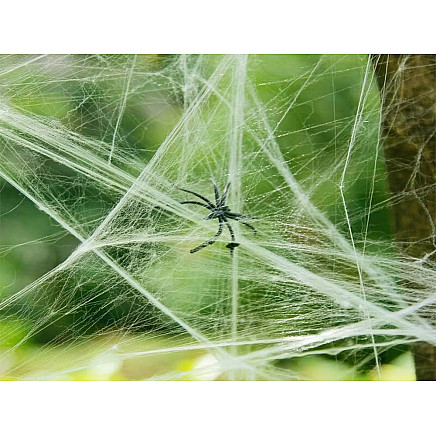 Artificial white spider web with 4 spiders halloween decoration stretchable