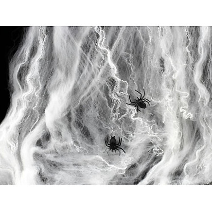 Artificial white spider web with 4 spiders halloween decoration stretchable